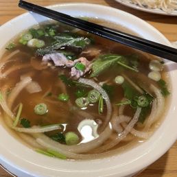 Beef pho noodle soup