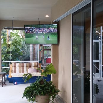 Sight N Sound - 50" on lanai with cantilever mount - Home Theatre Installation Near Me Sight N Sound - 50" on lanai with cantilever mount - Home Theatre Installation Near Me