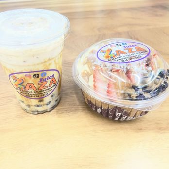 Zaza Juice - Brown sugar Boba milk tea and blueberry almond butter Açaí bowl - Juice Bars & Smoothies Near Me - Jacksonville, Florida