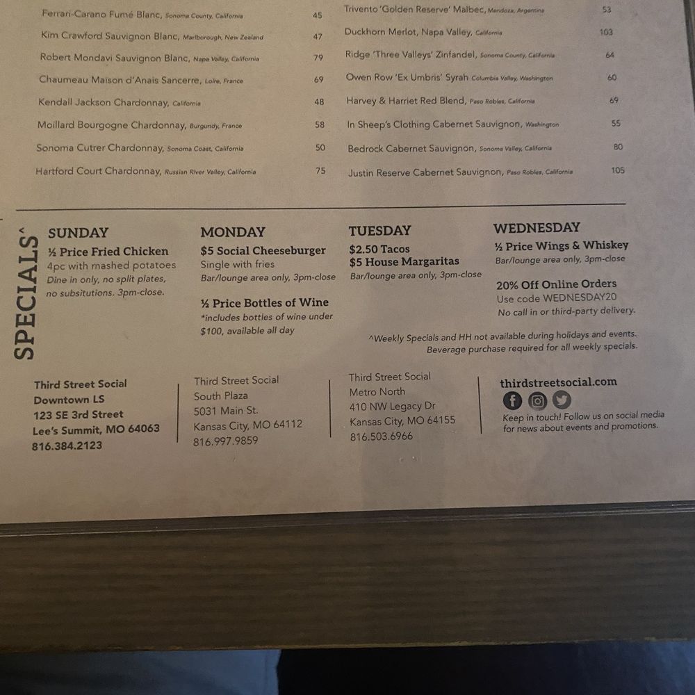 Specials Menu Specials Menu