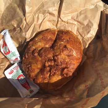 Noah's NY Bagels - Egg, Swiss and mushroom on pumpkin bagel (a little too sweet with the eggs!) - Bagels Near Me - El Segundo, California Noah's NY Bagels - Egg, Swiss and mushroom on pumpkin bagel (a little too sweet with the eggs!) - Bagels Near Me - El Segundo, California
