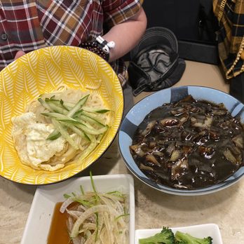 Nak Won Garden - Jajjangmyun - Buckwheat noodles with egg and black bean sauce with garlic, onions, and mushrooms - Korean Near Me - Pittsburgh, Pennsylvania