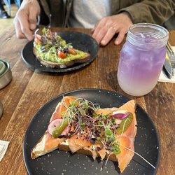 Kuppi Coffee Company - Smoked salmon toast, avo toast, and my favorite lavender lemonade