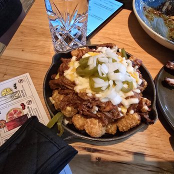 Breckenridge Distillery - Tater tots smothered with smoked pulled pork.... YUMMY!!!! - Distilleries Near Me - Breckenridge, Colorado Breckenridge Distillery - Tater tots smothered with smoked pulled pork.... YUMMY!!!! - Distilleries Near Me - Breckenridge, Colorado