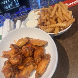 Chicken Wings (Sweet and Spicy Sauce) and Fries Chicken Wings (Sweet and Spicy Sauce) and Fries