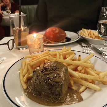Petit Trois - Filet aux Poivres for me & Big Mec for my boyfriend! - French Near Me - Sherman Oaks, California Petit Trois - Filet aux Poivres for me & Big Mec for my boyfriend! - French Near Me - Sherman Oaks, California