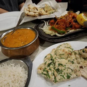 Kamal Palace - Fish masala, garlic and plain nan bread, rice, and Shrimp Tandoori. - Indian Near Me - Long Beach, California