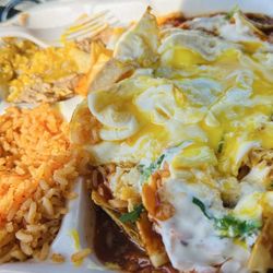 Arsenio’s Mexican Food #2 - Red sauce Chilaquiles Plate with the over easy eggs. Perfect with that runny yoke. Delicious.