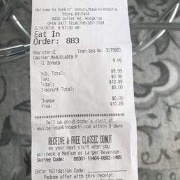  a receipt for a restaurant
