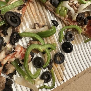 Porky's Pizza - Toppings wouldn't even stay on the pizza, I picked it up, it flopped over... and the toppings were off. - Pizza Near Me - Anaheim, California