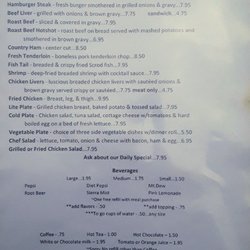 Dairy Yum-Yum II - Menu: Dinner, Beverages