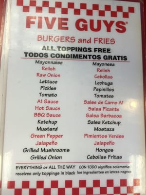 Menu photo 4 Five Guys Tracy, CA