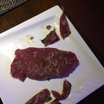 Jasmine Restaurant - The large steak is the raw piece he was comparing to the small raw pieces that I was served. Notice the uncooked white solid fat - Japanese Near Me - Easton, Pennsylvania Jasmine Restaurant - The large steak is the raw piece he was comparing to the small raw pieces that I was served. Notice the uncooked white solid fat - Japanese Near Me - Easton, Pennsylvania