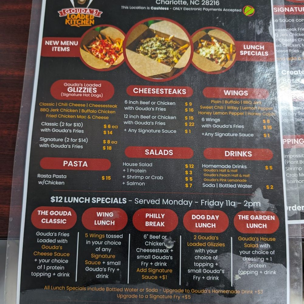 Goudas Loaded Kitchen - Pasta, cheesesteak, wings and lunch specials. - Cheesesteaks Near Me - Charlotte, North Carolina Goudas Loaded Kitchen - Pasta, cheesesteak, wings and lunch specials. - Cheesesteaks Near Me - Charlotte, North Carolina
