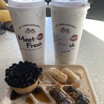 Meet Fresh - Strawberry Jin Xuan Oolong, Mango Passion GT, Mochi & Caramel Pudding - Desserts Near Me - Cupertino, California Meet Fresh - Strawberry Jin Xuan Oolong, Mango Passion GT, Mochi & Caramel Pudding - Desserts Near Me - Cupertino, California