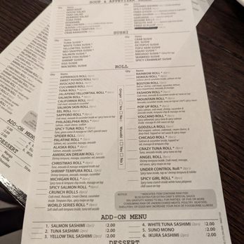 Sushi Para II - Written menu - Sushi Bars Near Me - Chicago, Illinois
