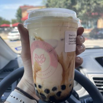 P’tit Tea Maison - Black Sugar Milk Tea (50% ice, 30% sugar) - Donuts Near Me - Fort Worth, Texas
