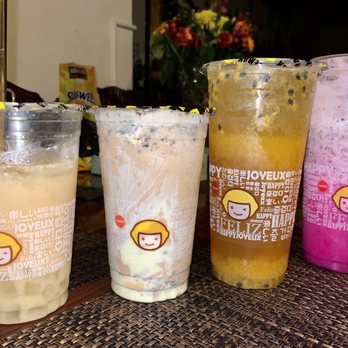 Happy Lemon - E1 yakult green tea - E3 oreo milk tea - S1 fresh passion fruit mango green tea, S2 fresh dragonfruit lychee juice - Juice Bars & Smoothies Near Me - Alameda, California