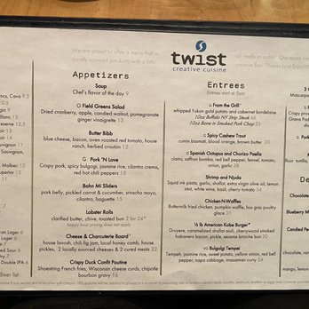Twist - Menu - New American Near Me - Breckenridge, Colorado Twist - Menu - New American Near Me - Breckenridge, Colorado