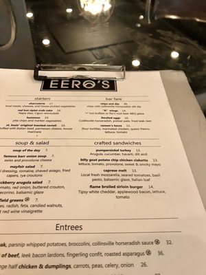 Menu photo 1 Eero's Saint Louis, MO