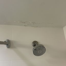 Moisture damage in bathroom shower.