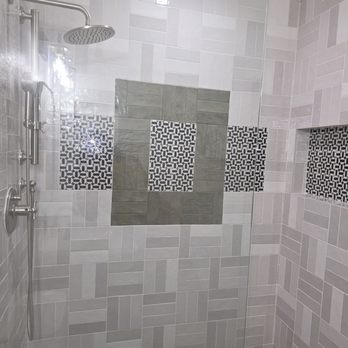 Rona Home Remodeling - Custom tile and addition of shower product nook. Reno of bathtub combo to shower only. - General Contractors Near Me - Los Angeles, California Rona Home Remodeling - Custom tile and addition of shower product nook. Reno of bathtub combo to shower only. - General Contractors Near Me - Los Angeles, California