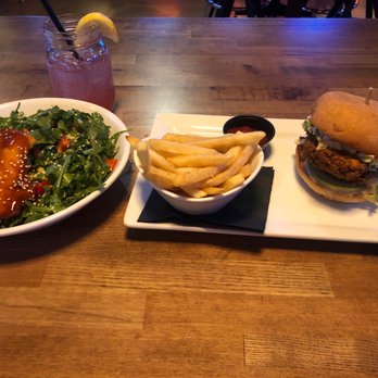 The Porch - Sesame BBQ Salmon Salad & Nashville Chicken Sammy - Cocktail Bars Near Me - Tempe, Arizona