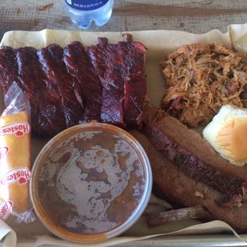 Butcher BBQ Stand - A three meat platter with ribs, brisket, and pulled pork. You can't go wrong. - Barbeque Near Me - Wellston, Oklahoma Butcher BBQ Stand - A three meat platter with ribs, brisket, and pulled pork. You can't go wrong. - Barbeque Near Me - Wellston, Oklahoma