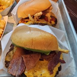 Bacon Avocado Burger and Spicy Burger