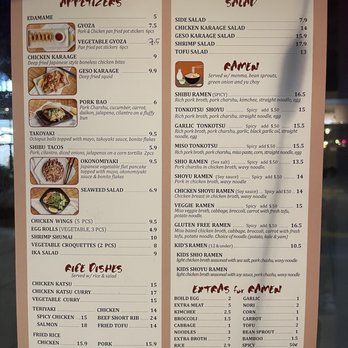 Shibu Ramen - Menu as of 10/14/22 - Ramen Near Me - Kent, Washington Shibu Ramen - Menu as of 10/14/22 - Ramen Near Me - Kent, Washington