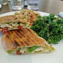 Moca Loca Café Lounge - Sandwich and salad combo: chicken pesto, kale salad and couscous