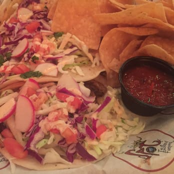 The Spot - Fish tacos with chips and salsa. - Burgers Near Me - Galveston, Texas