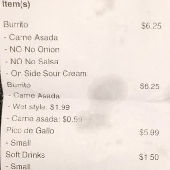 Mr Taco - My receipt with unexplainable $2.58 over charge. No reason given. I guess its a "I'll give myself a tip & hope they don't notice it" deal! - Mexican Near Me - Redlands, California Mr Taco - My receipt with unexplainable $2.58 over charge. No reason given. I guess its a "I'll give myself a tip & hope they don't notice it" deal! - Mexican Near Me - Redlands, California