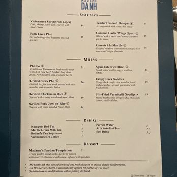 Madame Danh  - Menu. - Vietnamese Near Me - Vancouver, British Columbia
