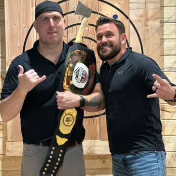 Tap That Axe - two men posing for a picture - Axe Throwing Near Me - Ridgecrest, California