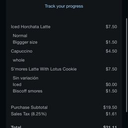 Receipt. $21 for 3 drinks.