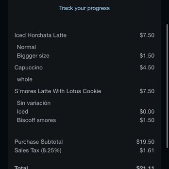 Me Latte - Receipt. $21 for 3 drinks. - Coffee & Tea Near Me - San Antonio, Texas