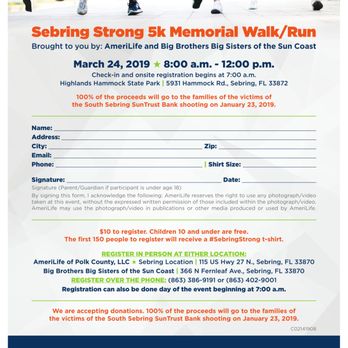 Amerilife - Amerilife hosts 5K Memorial Walk/Run for local bank shooting victims! - Insurance Near Me - Sebring, Florida Amerilife - Amerilife hosts 5K Memorial Walk/Run for local bank shooting victims! - Insurance Near Me - Sebring, Florida