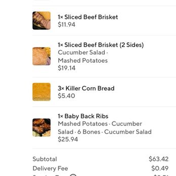 Tennessee's Real BBQ  Real Fast - Receipt - Barbeque Near Me - Peabody, Massachusetts