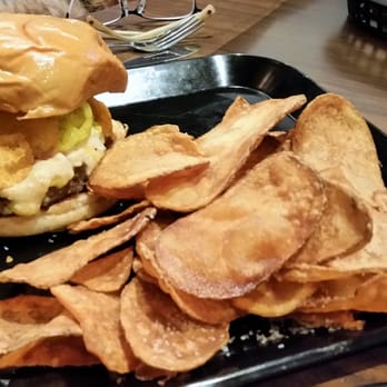 Bullpen Tavern - Jackson Burger w/ house made pimento cheese, banana peppers, bacon, and honey BBQ potato chips w/side of house made chips. - Venues & Event Spaces Near Me - Glens Falls, New York