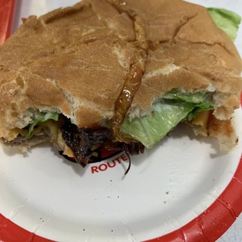 Red Rooster Drive-In - Single cheeseburger with fried onion. - Burgers Near Me - Brewster, New York Red Rooster Drive-In - Single cheeseburger with fried onion. - Burgers Near Me - Brewster, New York