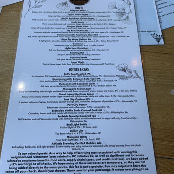 Tonic - Menu 2 - New American Near Me - Washington, DC, District of Columbia