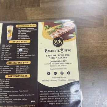 Baguette Bistro - Front menu - Noodles Near Me - Killeen, Texas