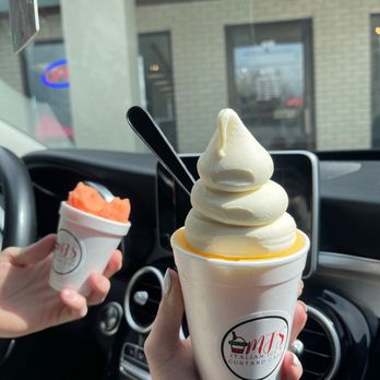 MJ's Italian Ice & Custard Cafe - The strawberry pog italian ice and mango cold cushion - Ice Cream & Frozen Yogurt Near Me - Boise, Idaho MJ's Italian Ice & Custard Cafe - The strawberry pog italian ice and mango cold cushion - Ice Cream & Frozen Yogurt Near Me - Boise, Idaho