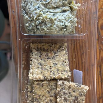Arden's Garden - Crackers and kale artichoke dip - Juice Bars & Smoothies Near Me - Atlanta, Georgia