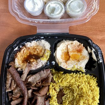 Green Corner Restaurant - Gyro Plate subbed Baba Ghannoug for salad. Baba, rice & hummus were good. Gyro meat was decent. Tzatziki is more like dill sauce. - Mediterranean Near Me - Mesa, Arizona