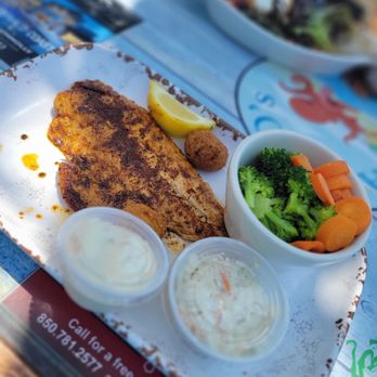 Andy D's - Blackened Red Snapper with Greens & Slaw - Seafood Near Me - Navarre, Florida