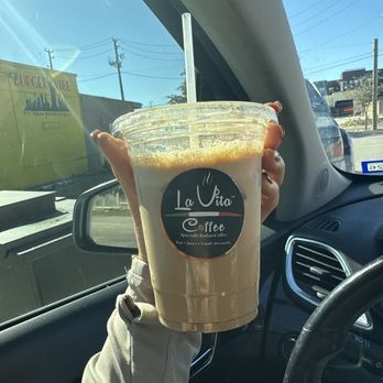 La Vita Coffee - Iced chai with pistachio milk and a shot of espresso - Coffee & Tea Near Me - Houston, Texas La Vita Coffee - Iced chai with pistachio milk and a shot of espresso - Coffee & Tea Near Me - Houston, Texas