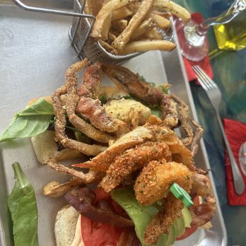Patsy's Restaurant - Sandwich. Softshell, crabcake and two shrimp. - Seafood Near Me - Bethany Beach, Delaware