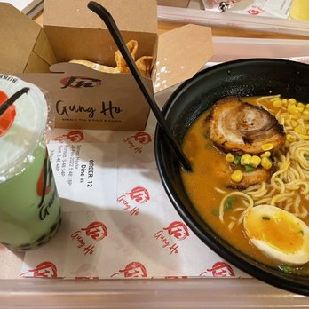 Gung Ho - Tulsa - Spicy miso ramen with pork. Honeydew boba. Strawberry Rangoon. - Bubble Tea Near Me - Tulsa, Oklahoma